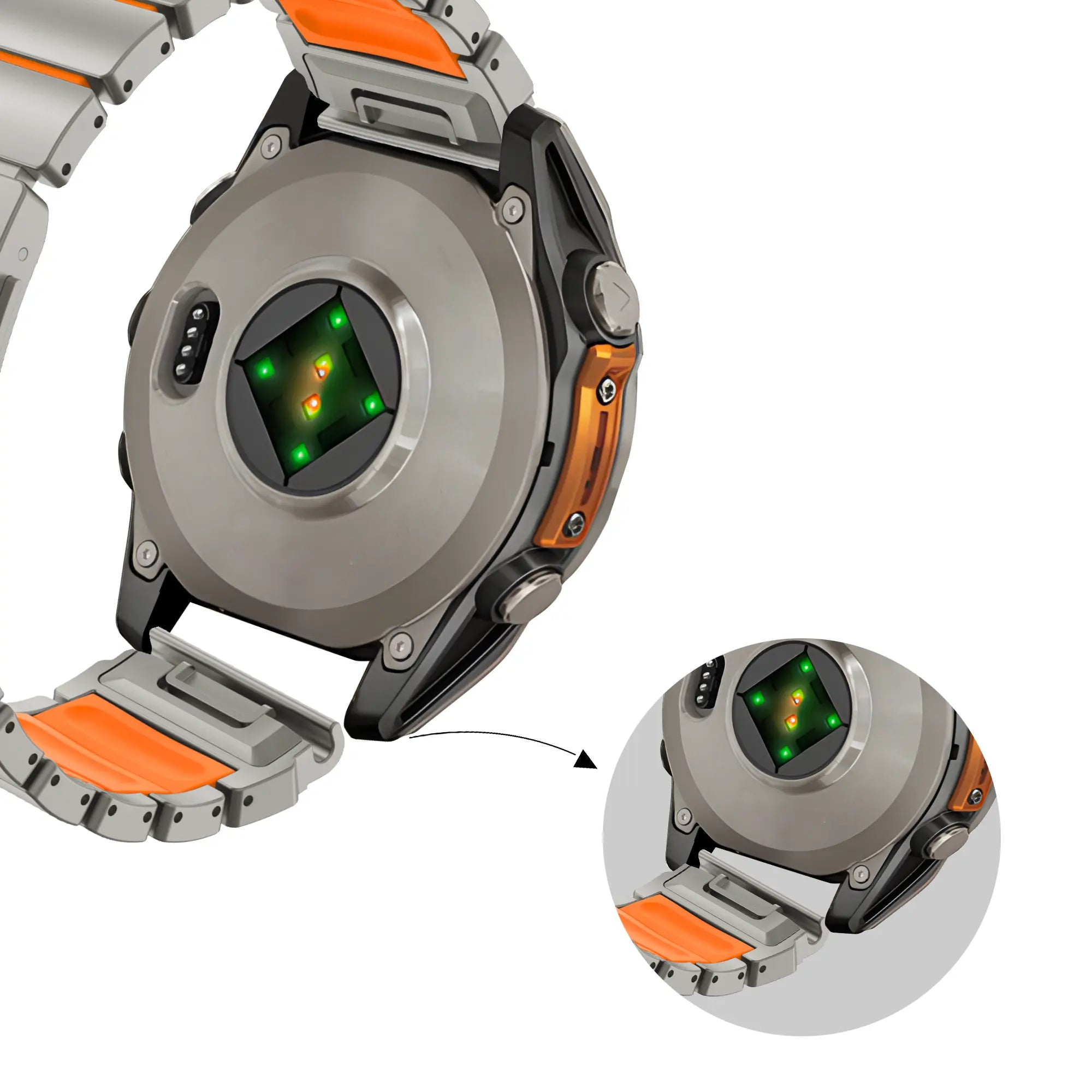 Bandz Correa titanio 'Hybrid' Garmin Approach S62 (titanio/naranja)