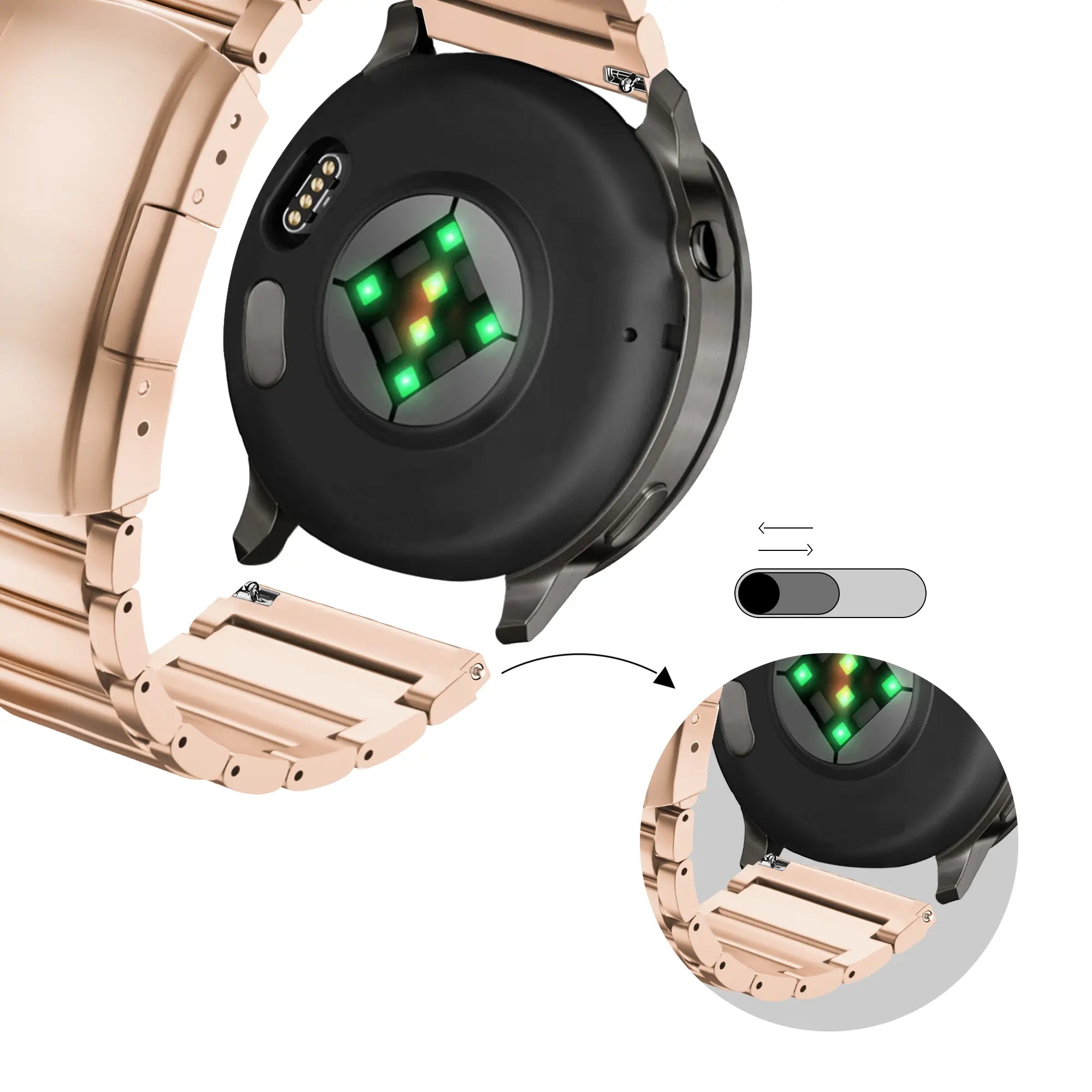 Bandz Correa titanio con eslabones Garmin Forerunner 255s (oro rosado)