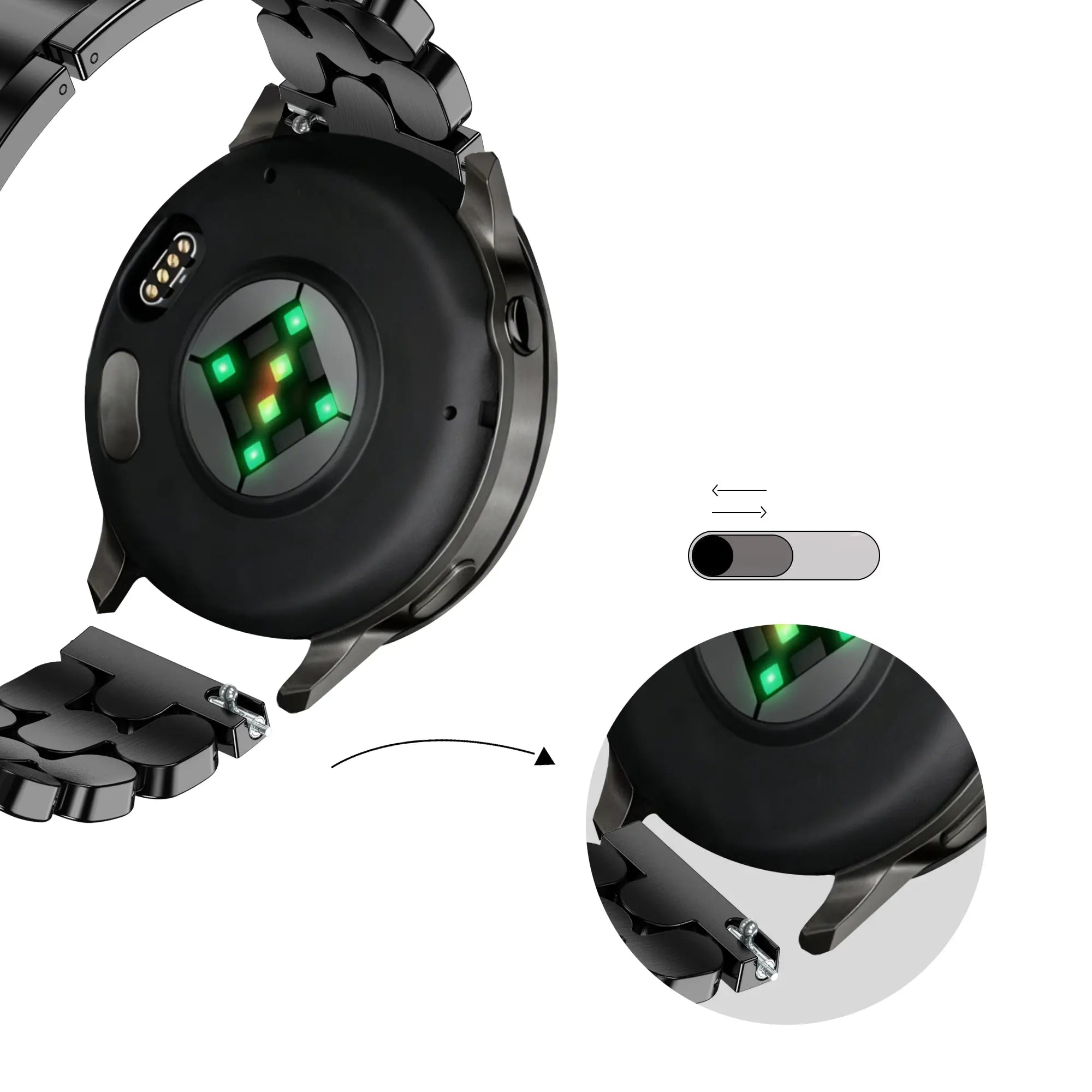 Bandz Zenwatch Venice Pro Steel Strap 'Oval' (Black)