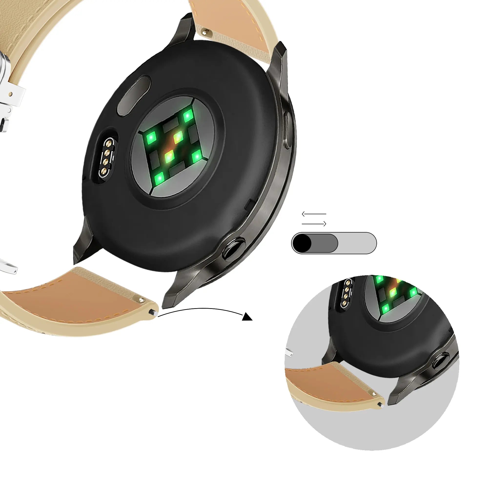 Bandz Correa cuero 'D-Type' Levowatch F3 (creme)
