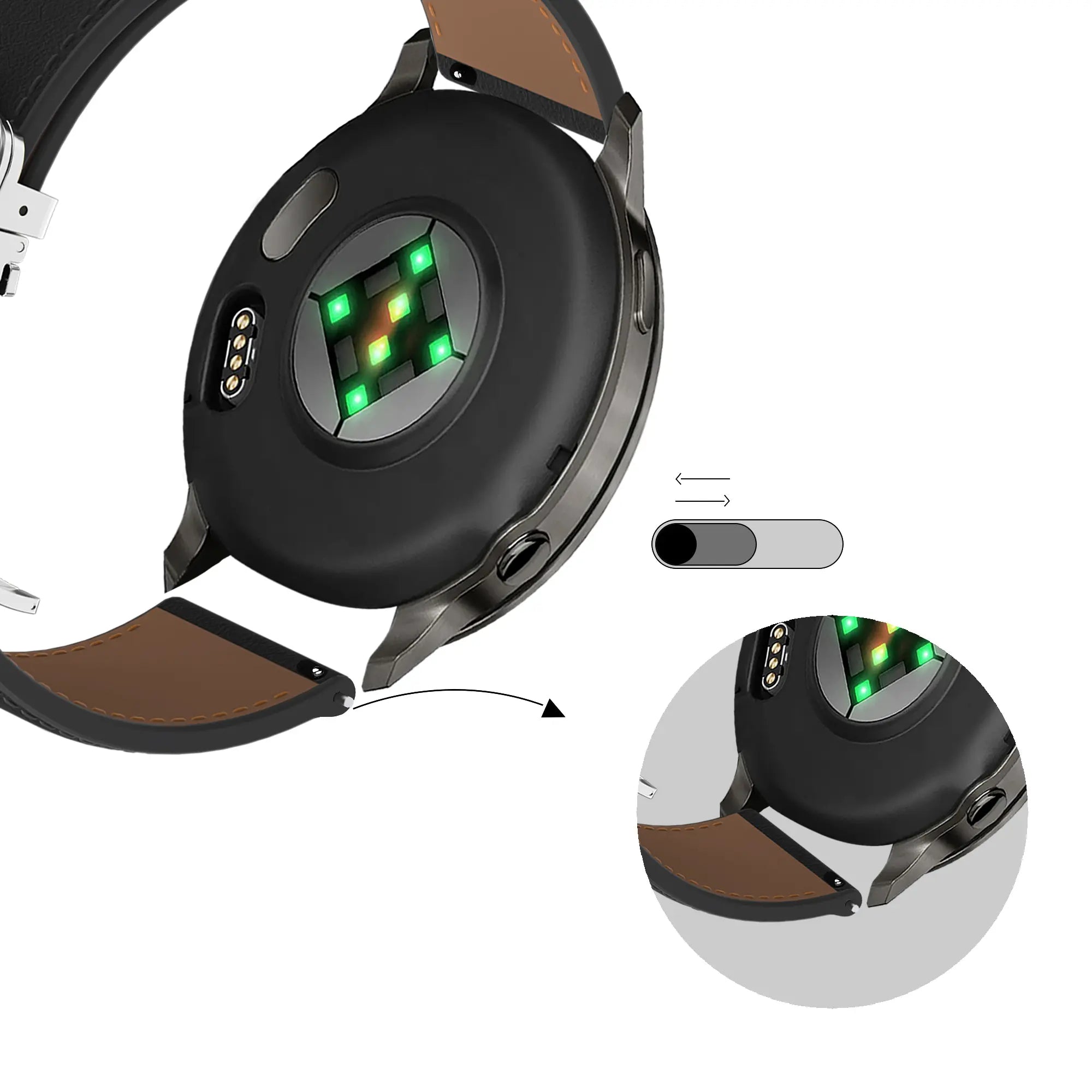 Bandz Correa cuero 'D-Type' Samsung Galaxy Watch 5 Pro (negro)