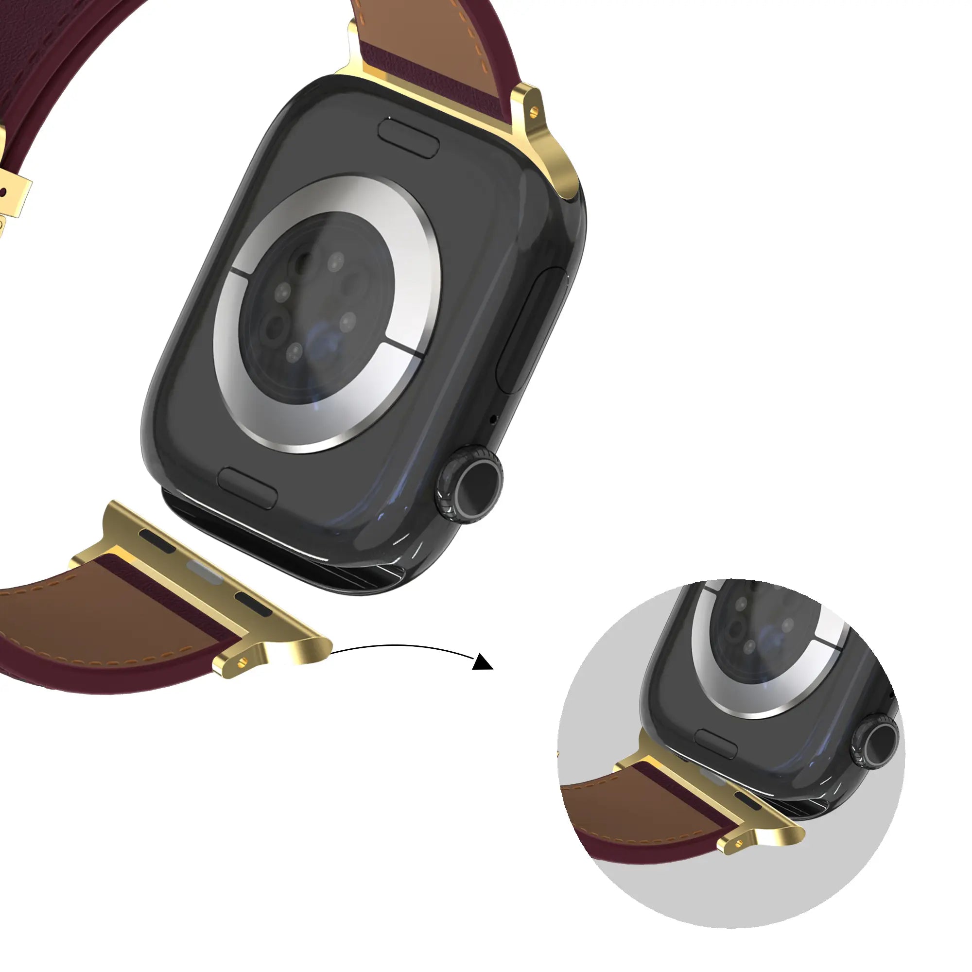 Bandz Apple Watch Leather Strap 'D-Type' (Wine Red)