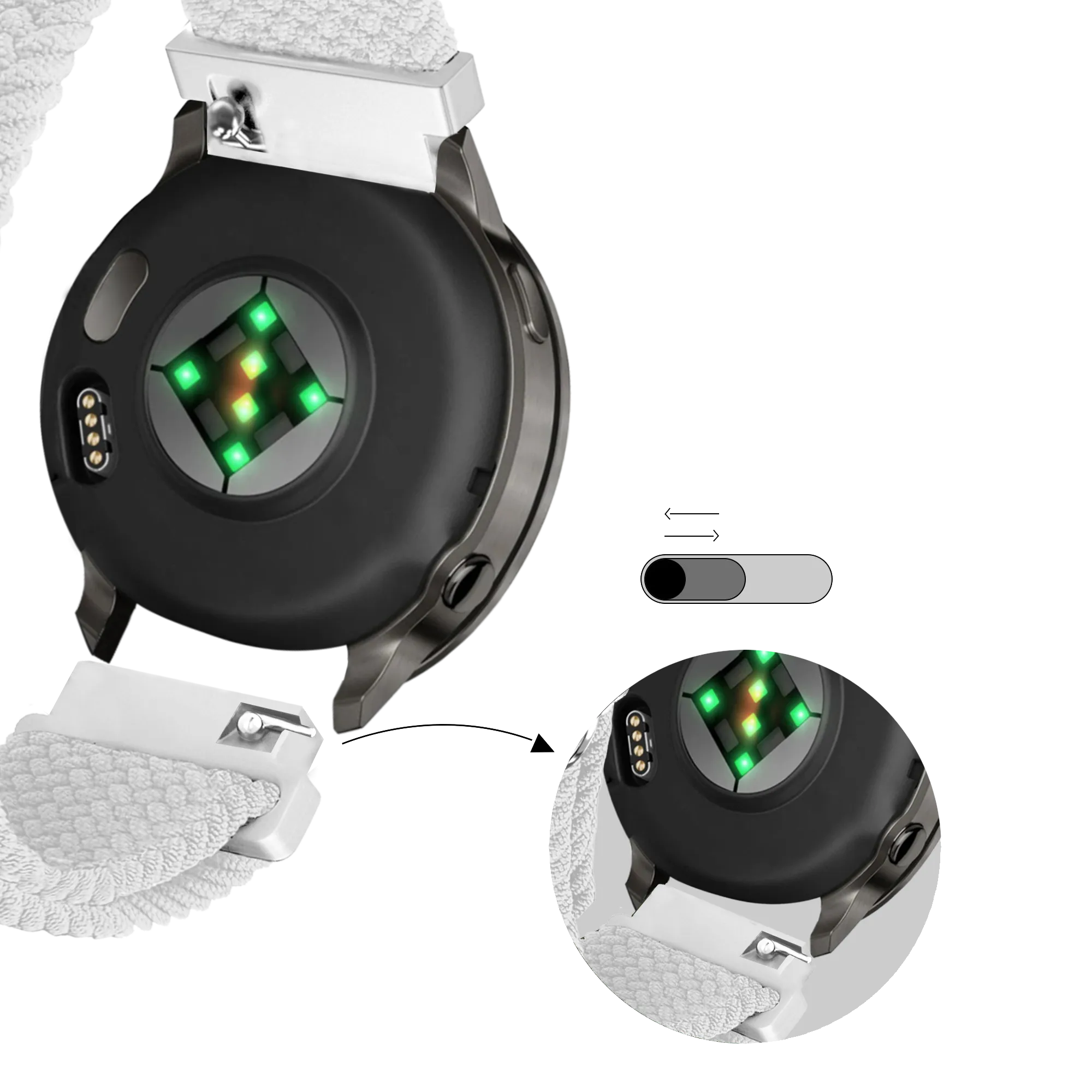 Bandz Correa trenzada ajustable Garmin Forerunner 255s (blanco)