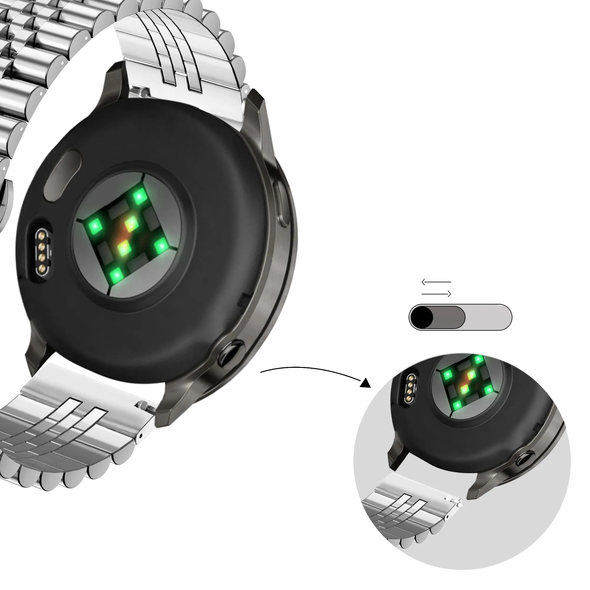 Bandz Correa acero 'Jubilee' Garmin Approach S42 (plateado)