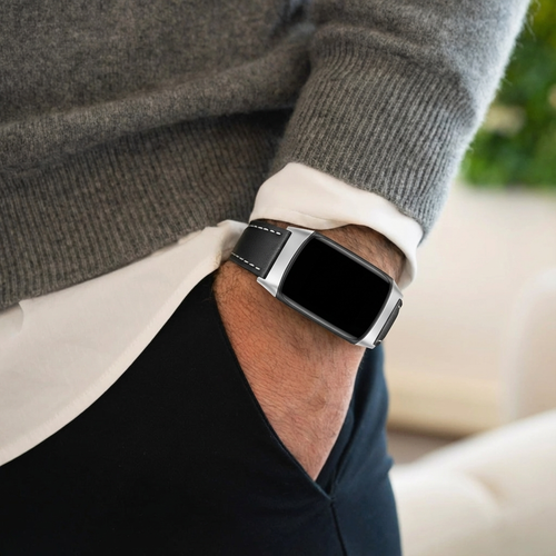 Correa cuero moderna Fitbit Charge 6 (negro)