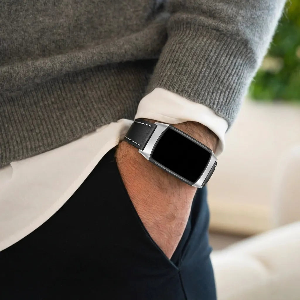 Correa cuero moderna Fitbit Charge 6 (negro)