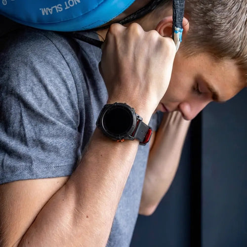 Garmin Quatix 5 / 6 / 7 Buckled Sport Strap (Black/Red)