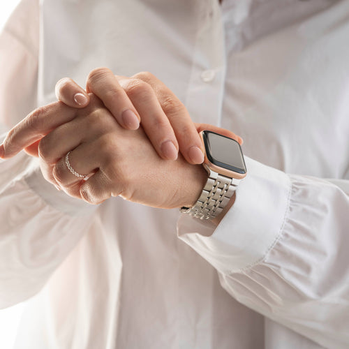 Correa eslabones acero de lujo Apple Watch (blanco estrella)