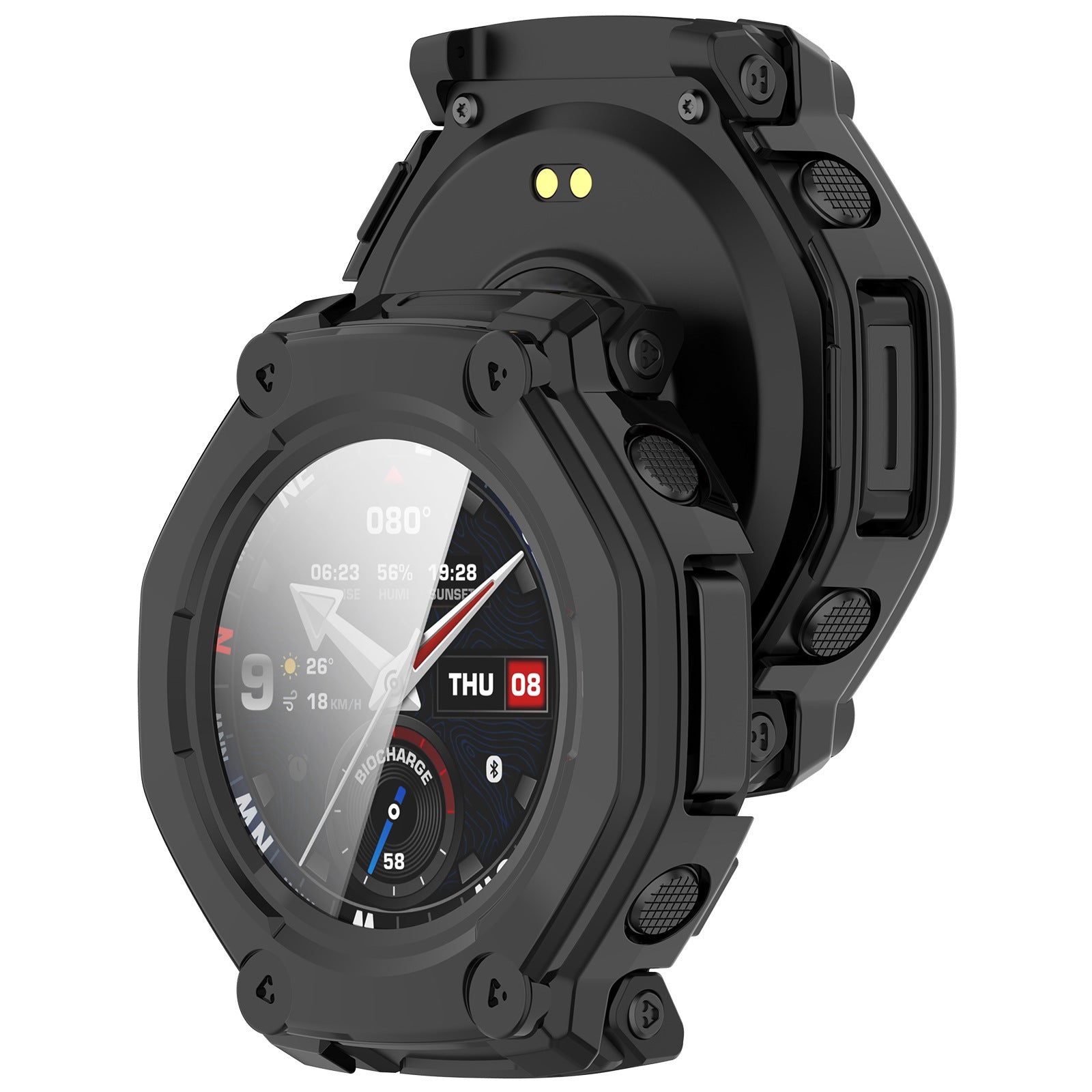Funda dura con vidrio Amazfit T-Rex 3 Pro - 48mm (negro)
