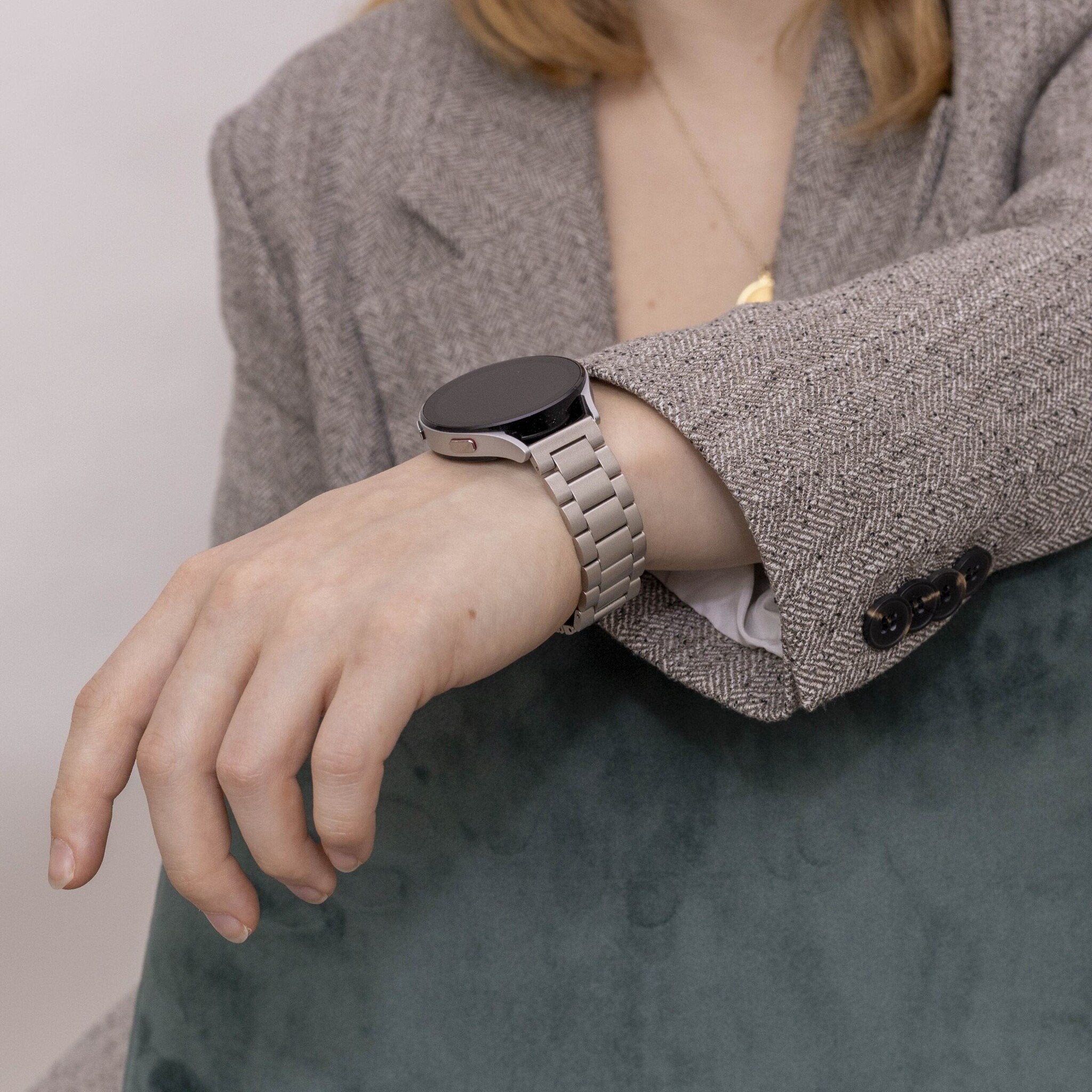 Correa de acero Samsung Galaxy Watch 4 Classic 42mm (blanco estrella)