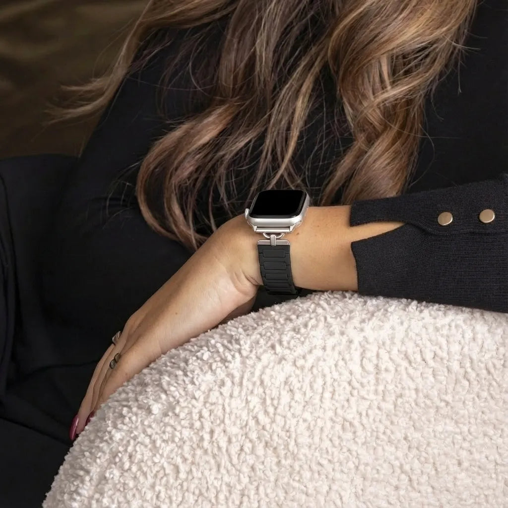 Bandz Correa silicona magnético 'fino' Apple Watch (negro)