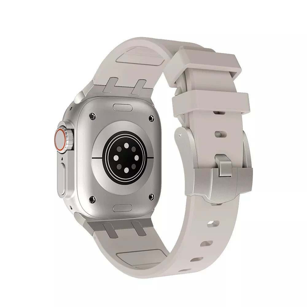 Correa silicona Premium Liquid Apple Watch (blanco estrella/titanio)