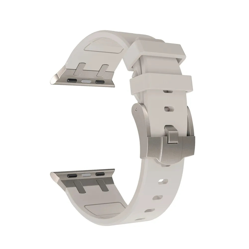 Correa silicona Premium Liquid Apple Watch (blanco estrella/titanio)