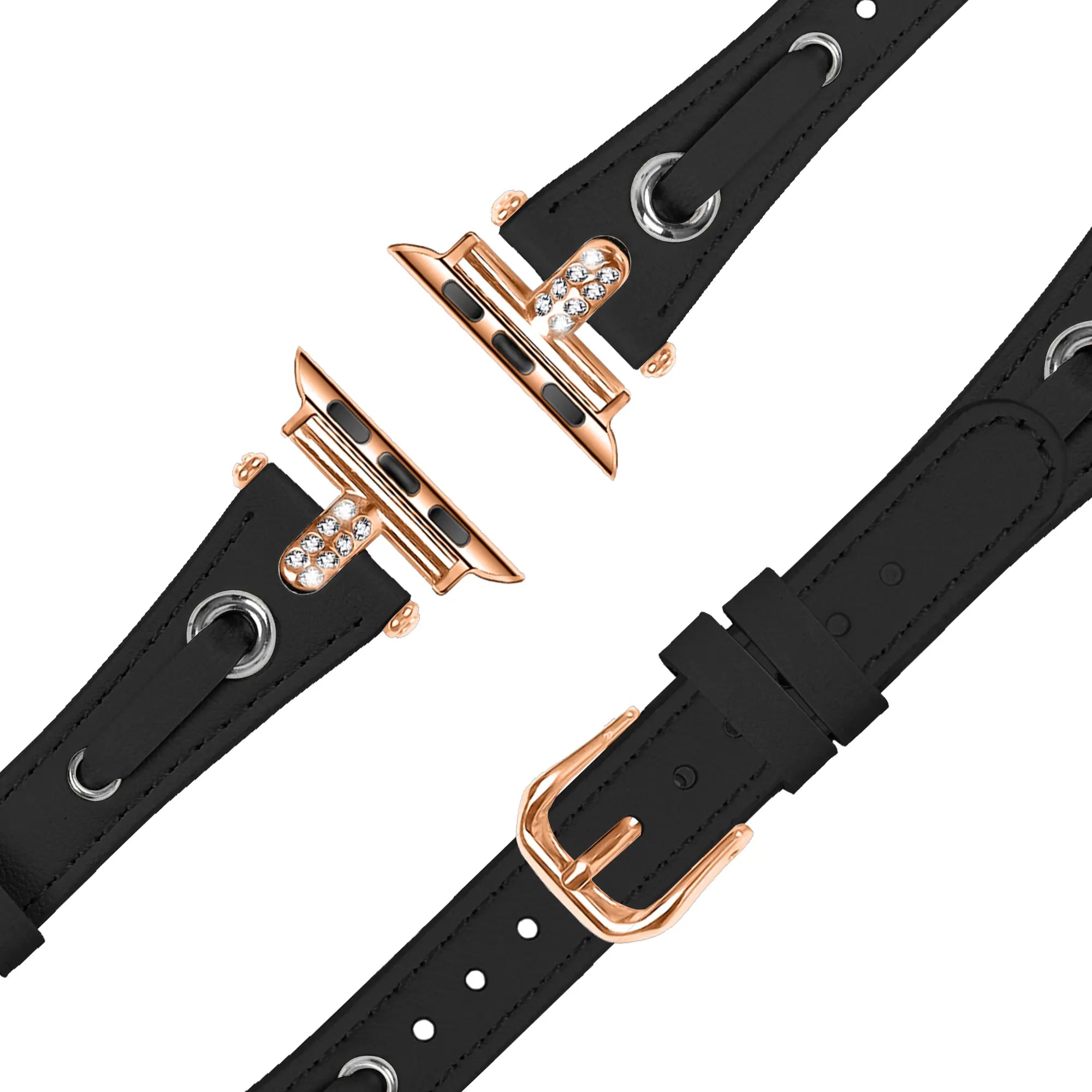 Bandz Correa cuero 'T-belt' Apple Watch (negro)