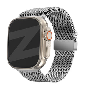 apple watch milanese strap with parachute buckle silver