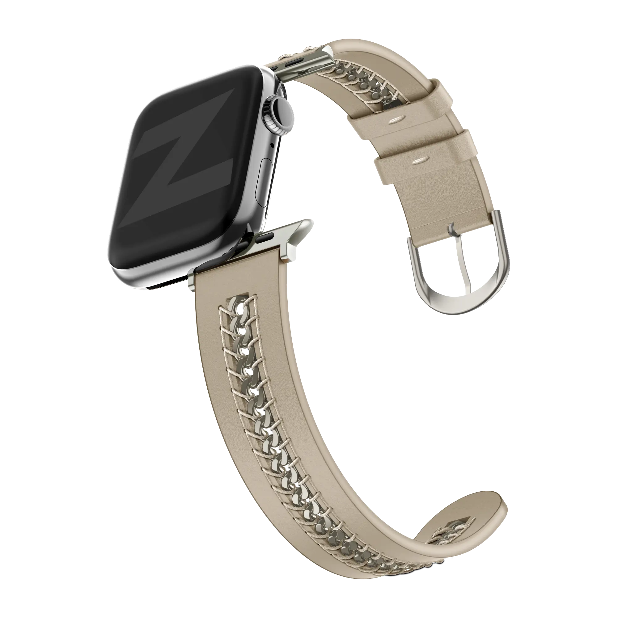 Bandz Apple Watch Leather Strap 'Chains' (Beige)