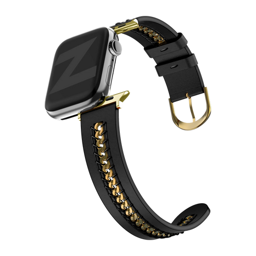 Bandz Apple Watch Leather Strap 'Chains' (Black)