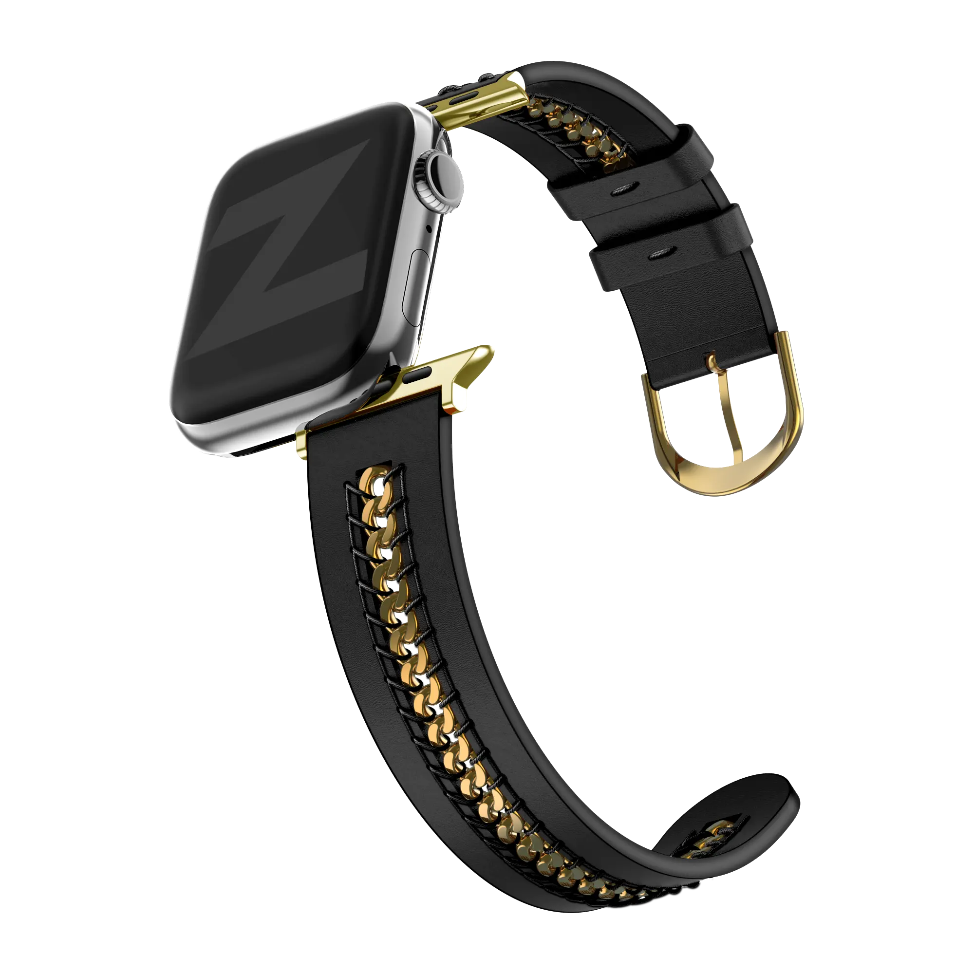 Bandz Apple Watch Leather Strap 'Chains' (Black)