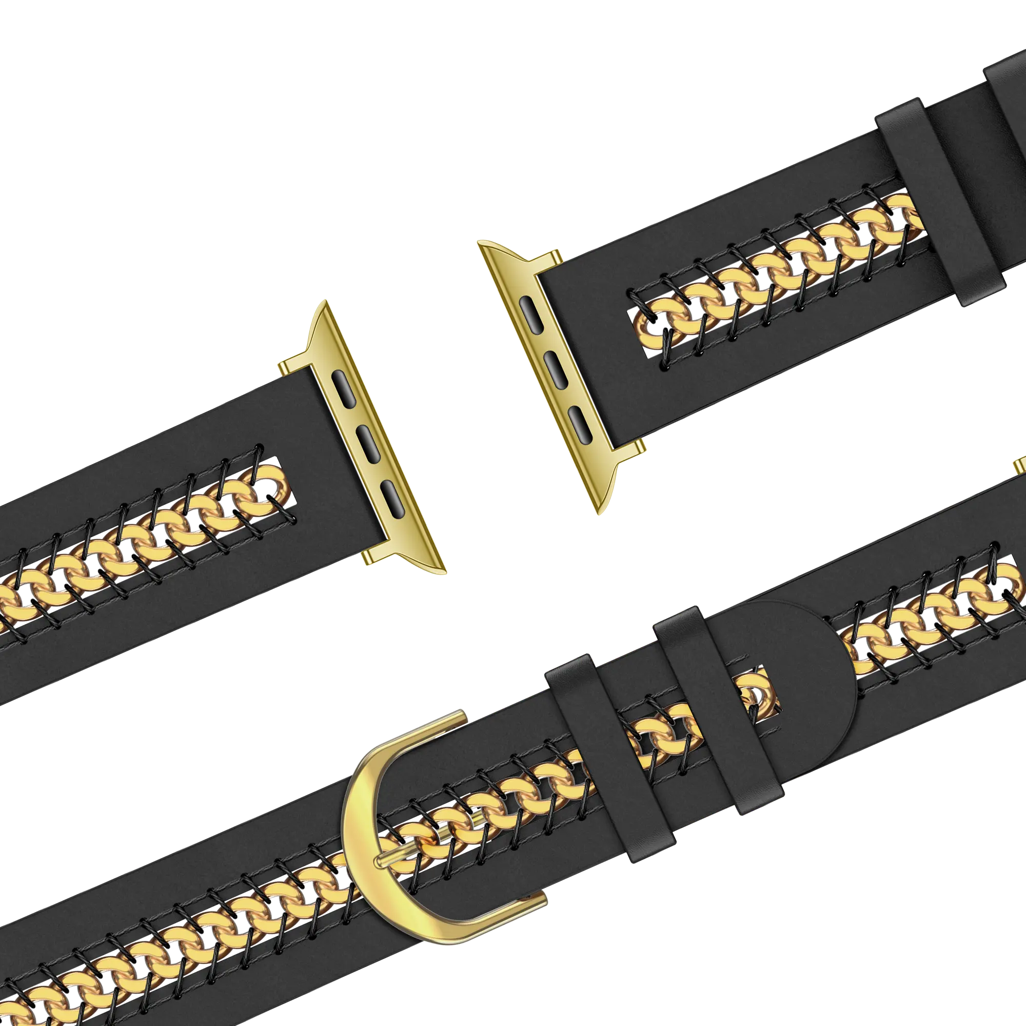 Bandz Apple Watch Leather Strap 'Chains' (Black)
