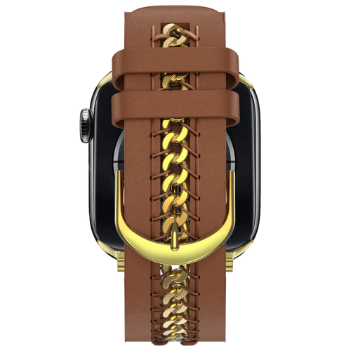 Bandz Apple Watch Leather Strap 'Chains' (Brown)