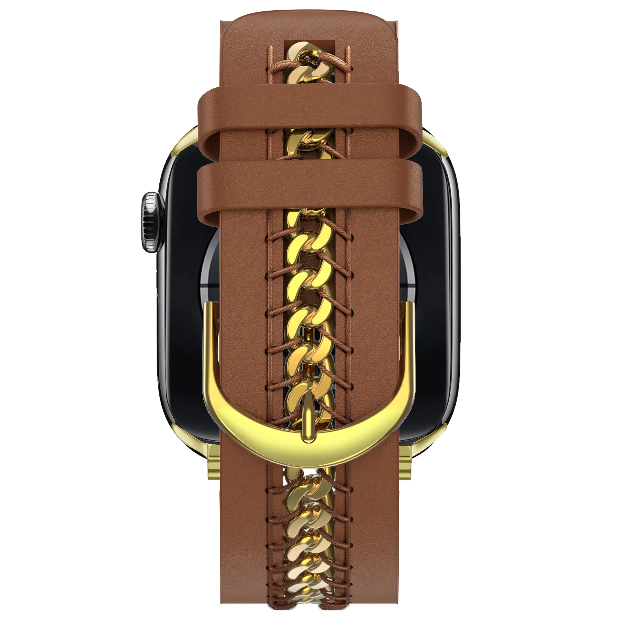 Bandz Apple Watch Leather Strap 'Chains' (Brown)
