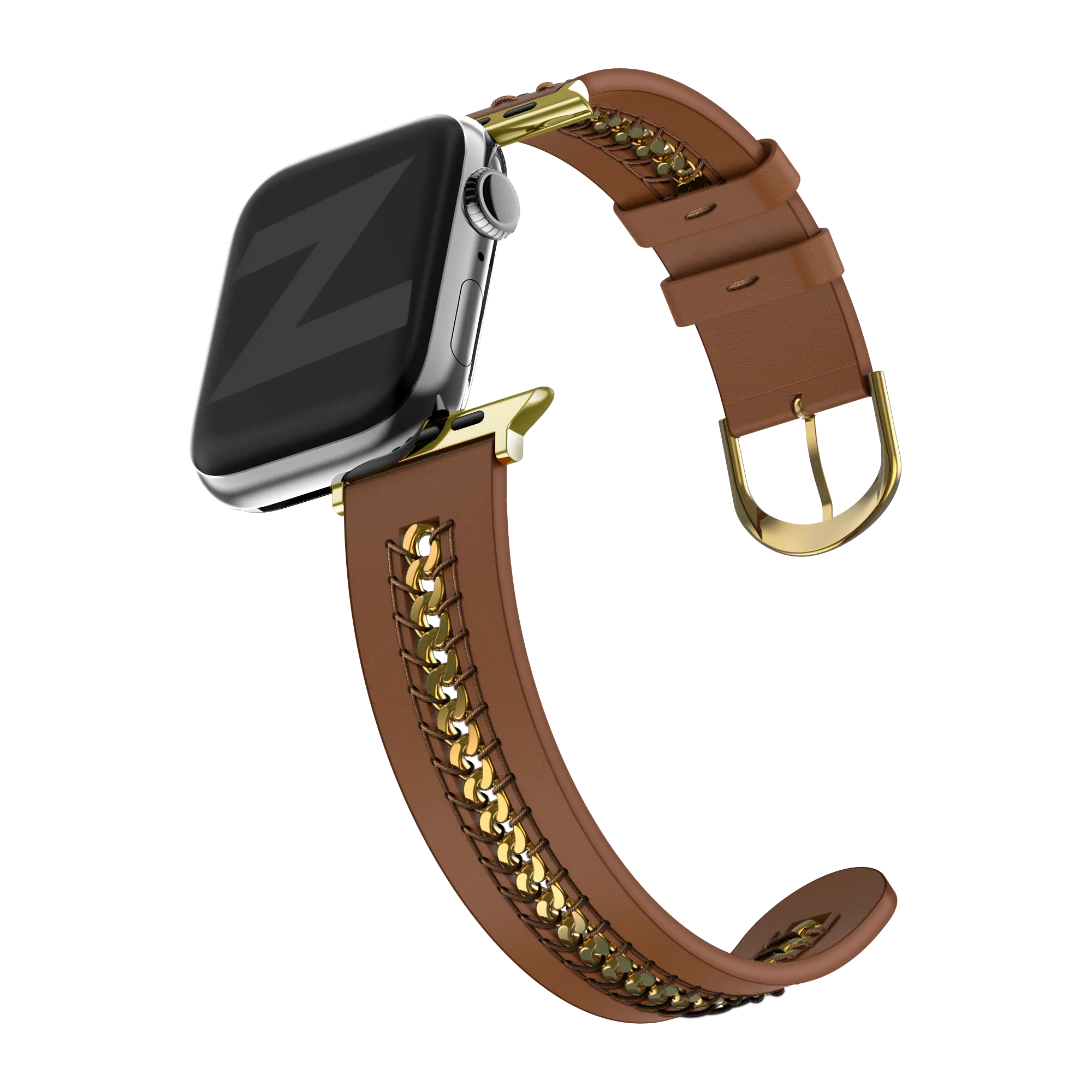 Bandz Apple Watch Leather Strap 'Chains' (Brown)