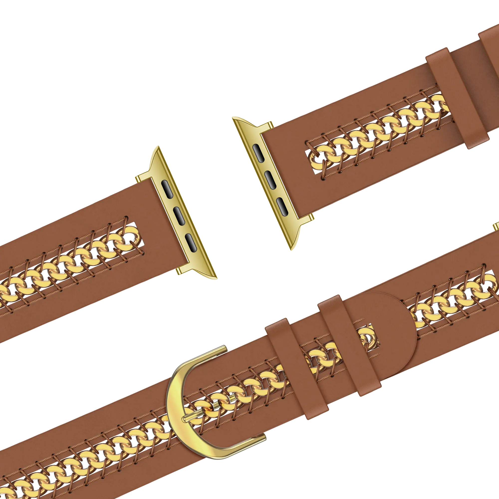 Bandz Apple Watch Leather Strap 'Chains' (Brown)