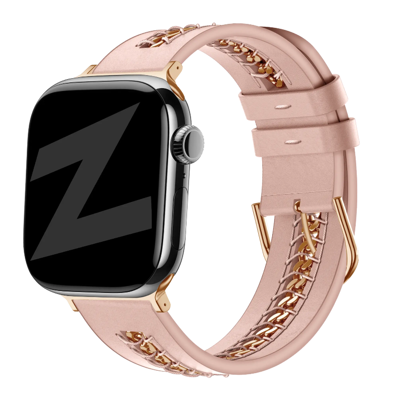 apple watch leather band chains pink