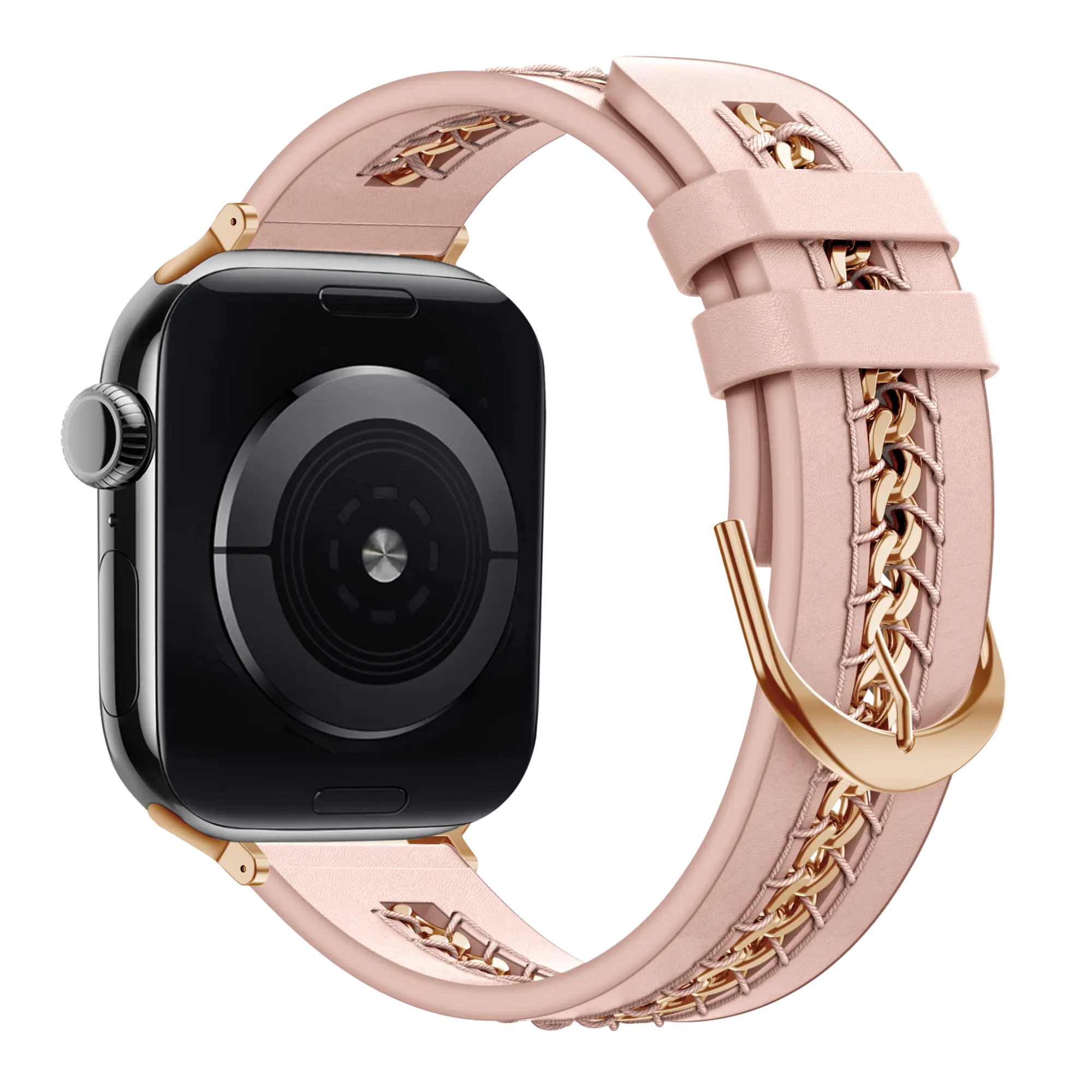 Bandz Correa cuero 'Chains' Apple Watch (rosa)