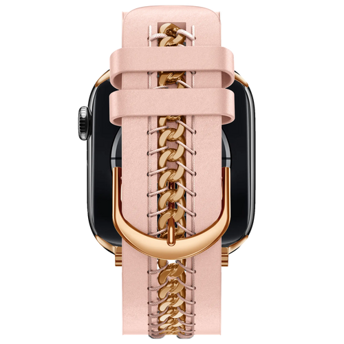 Bandz Apple Watch Leather Strap 'Chains' (Pink)