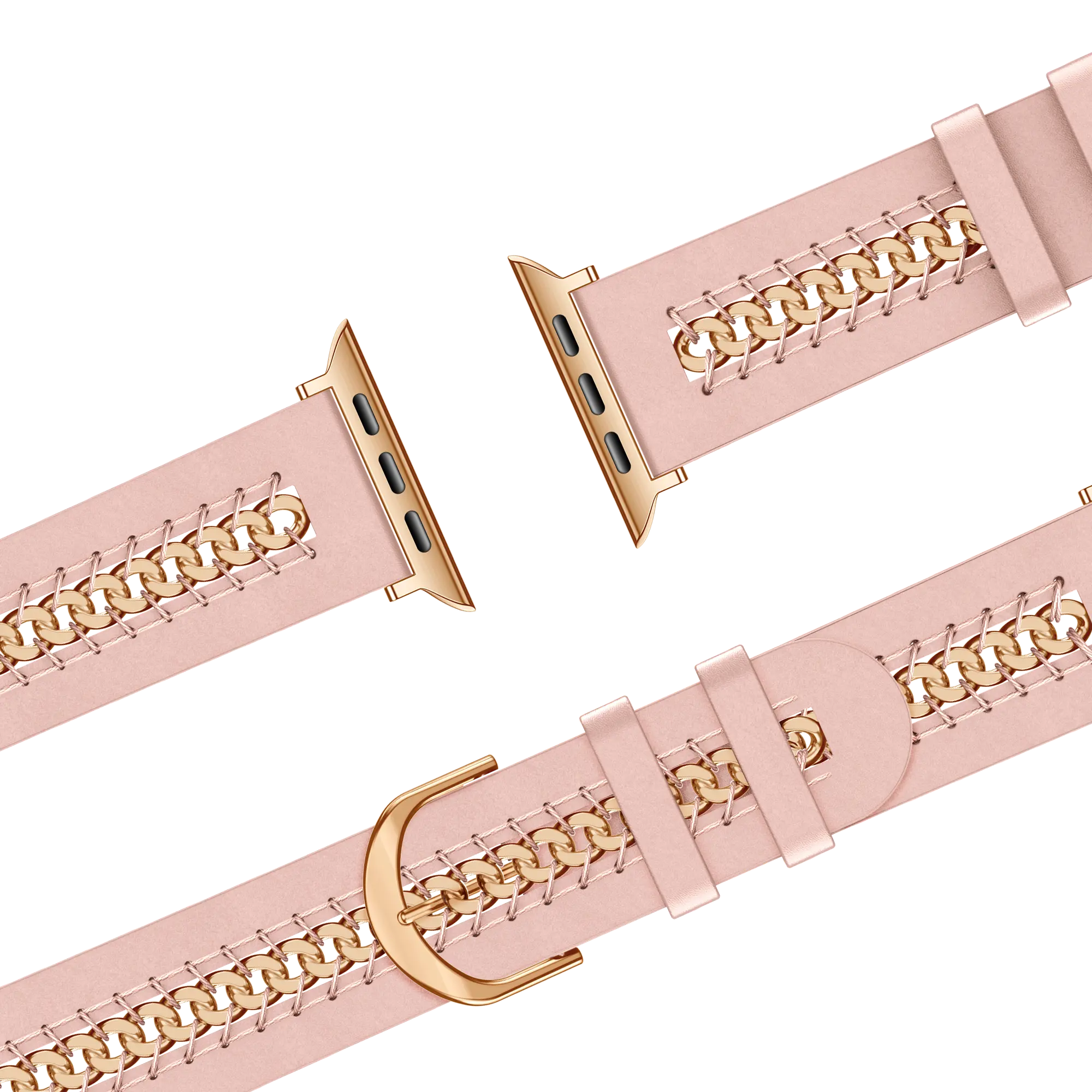 Bandz Apple Watch Leather Strap 'Chains' (Pink)
