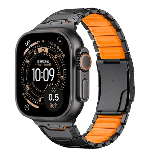 apple watch titanium mecha band black orange