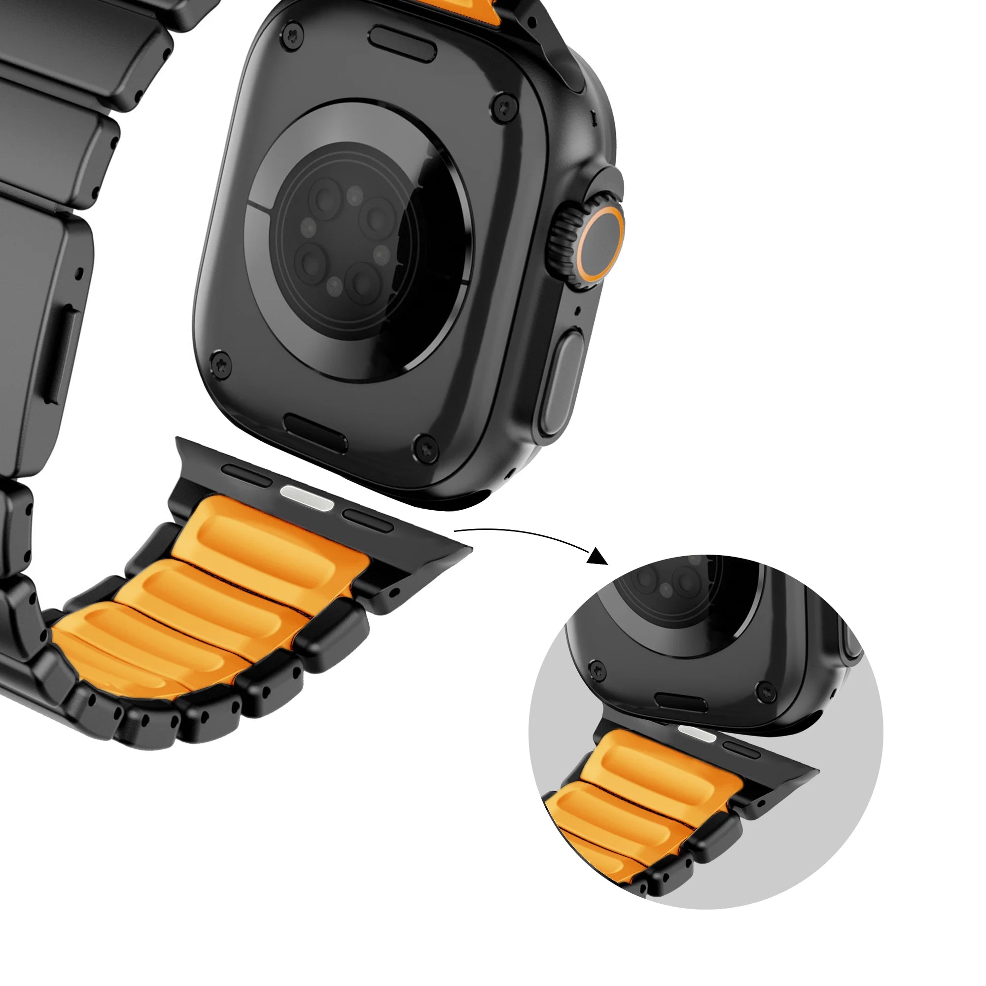 Bandz Correa titanio 'Hybrid' Apple Watch (negro/naranja)
