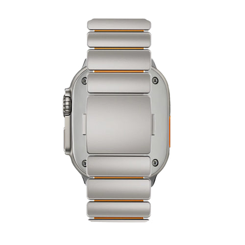 Bandz Apple Watch Titanium Strap 'Hybrid' (Titanium/Orange)