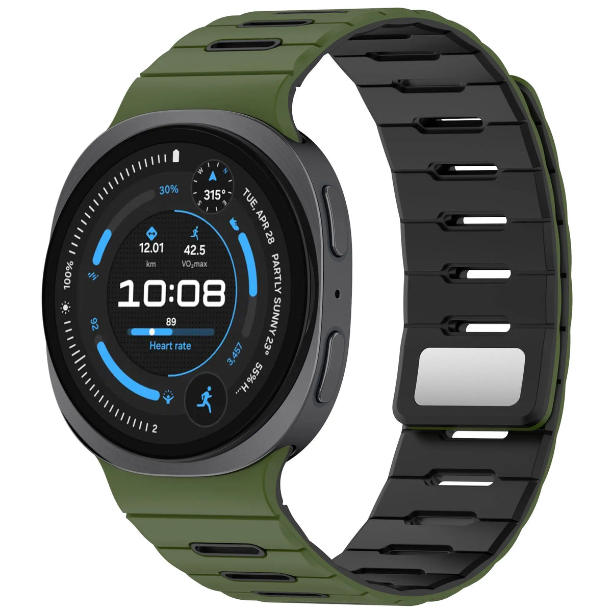 Correa silicona magnética Samsung Galaxy Watch 9 - 40mm (verde militar/negro)