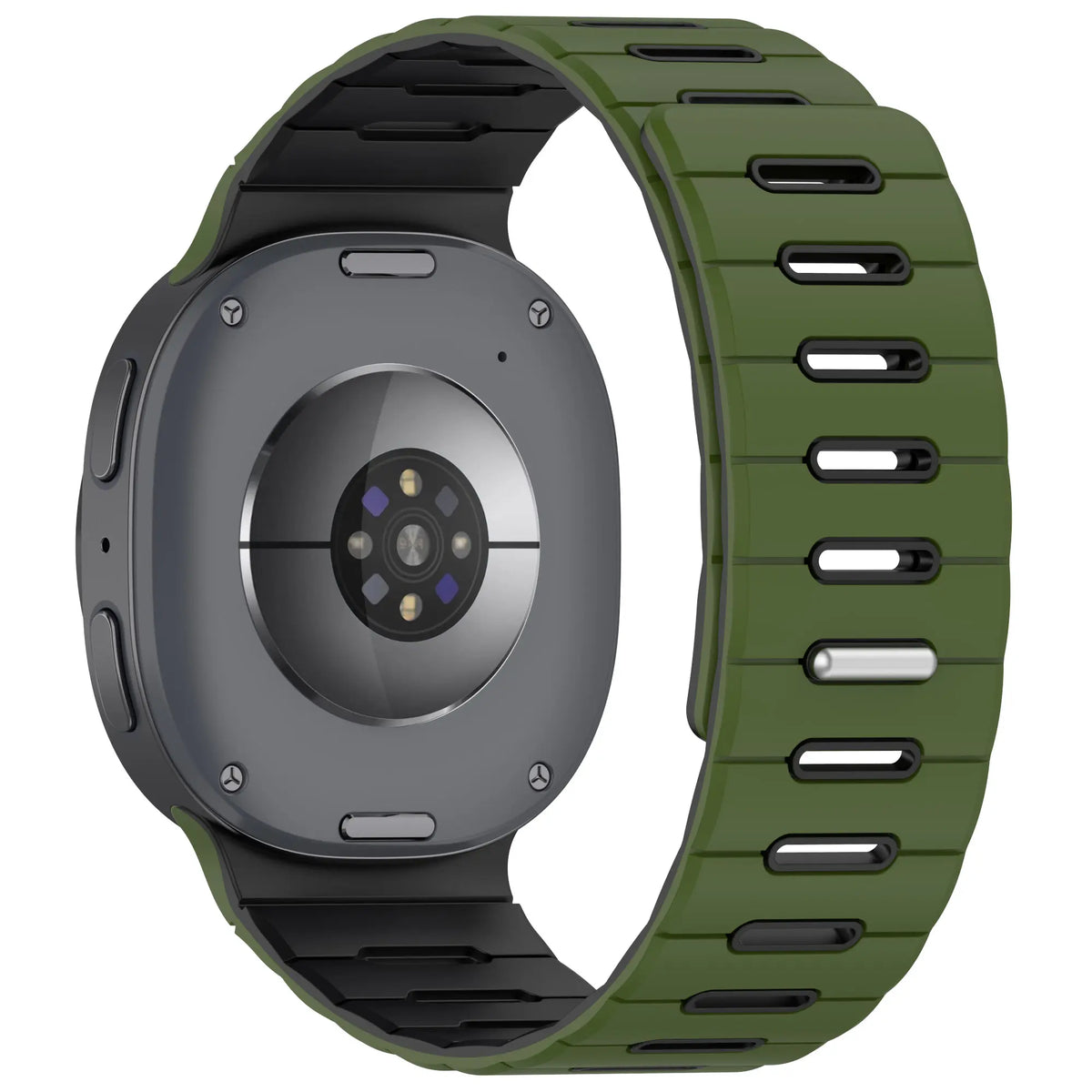 Samsung Galaxy Watch 8 - 44mm Magnetic Silicone Strap (Army Green/Black)