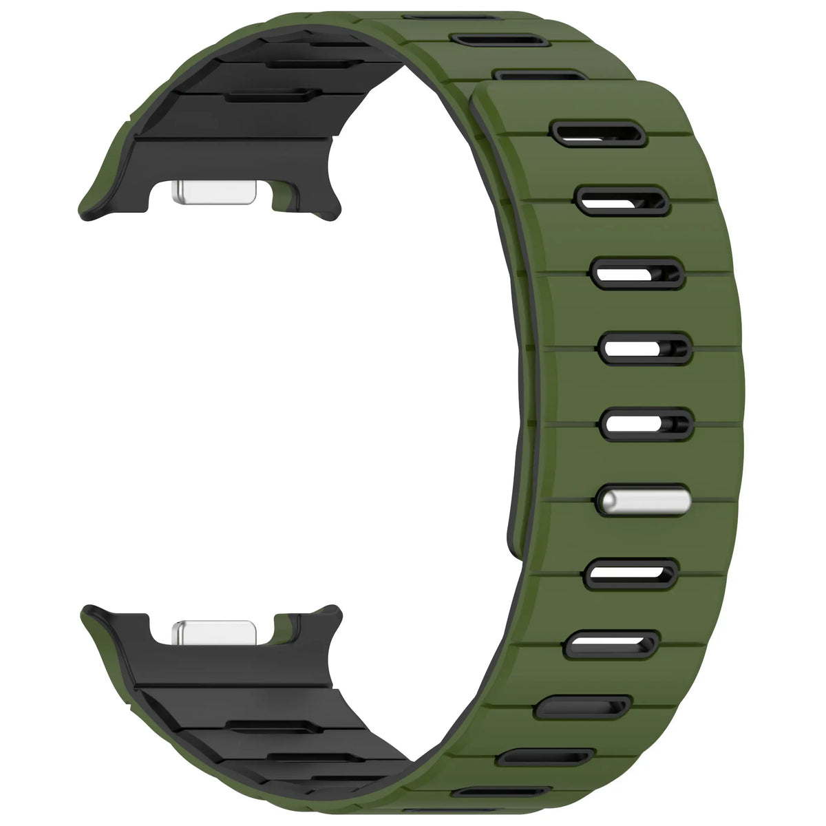 Correa silicona magnética Samsung Galaxy Watch 9 - 40mm (verde militar/negro)