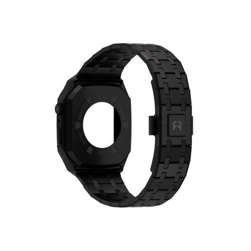 Reqior Funda con correa de acero Apple Watch 45mm (negro)