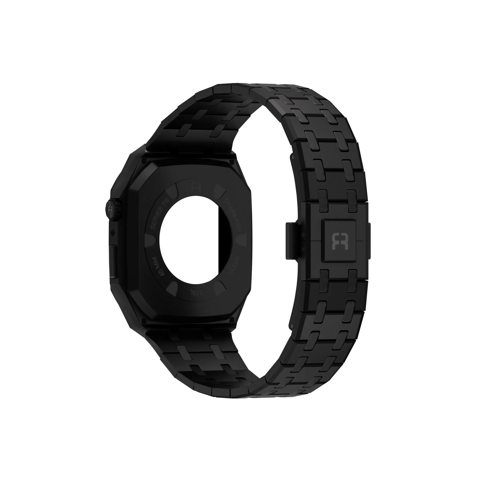 Reqior Funda con correa de acero Apple Watch 45mm (negro)