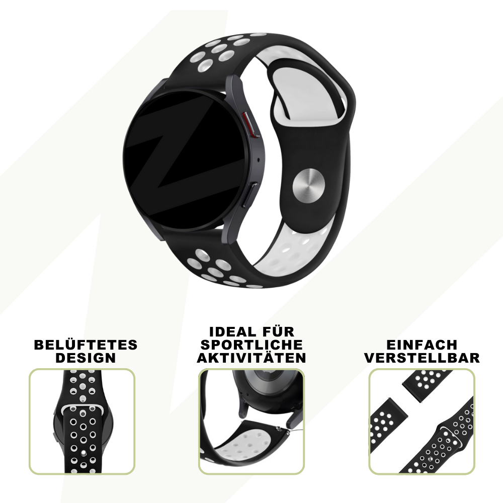 Bandz Coros Apex 42mm Sport Strap 'Deluxe' (Black/White)
