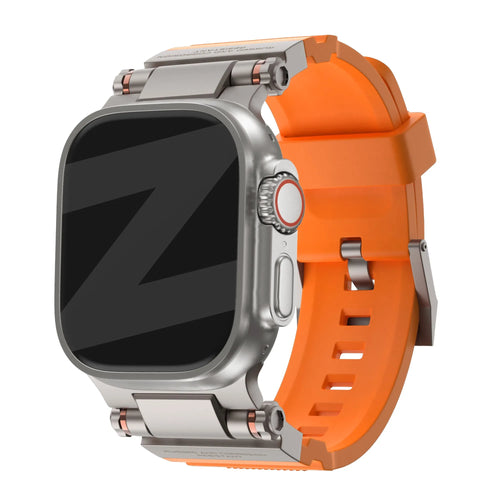 Bandz Apple Watch Silicone Strap 'Explorer' (Orange with Titanium)