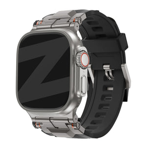Bandz Apple Watch Liquid Silicone Strap 'Explorer' (Black with Titanium)