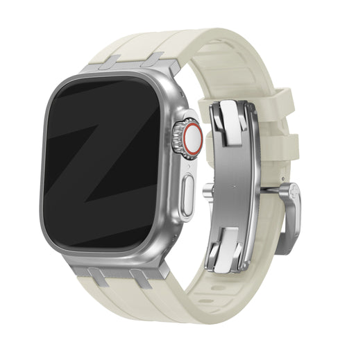 Bandz Correa silicona 'Luxe Liquid' Apple Watch Ultra (beige con plata)