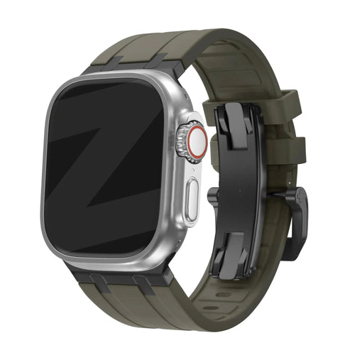 Bandz Apple Watch Silicone Strap 'Luxe Liquid' (Brown With Black)