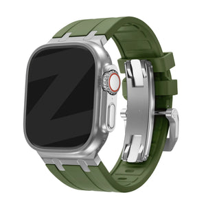 Bandz Correa silicona 'Luxe Liquid' Apple Watch (verde/plateado)