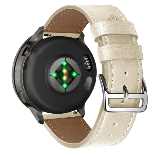 Bandz Garmin 18mm Leather Strap 'Deluxe' (Beige)