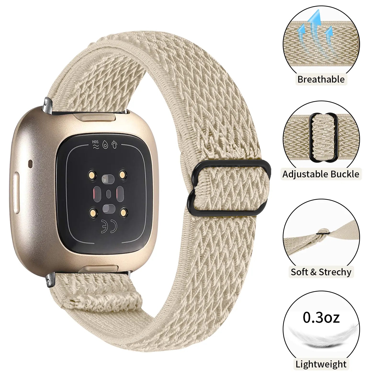 Correa elástica Fitbit Versa 3 (beige)