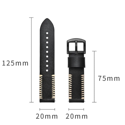 Fossil Gen 5 Stitched Leather Strap (Black)