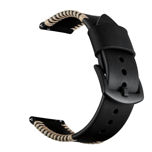 Fossil Gen 5 Stitched Leather Strap (Black)