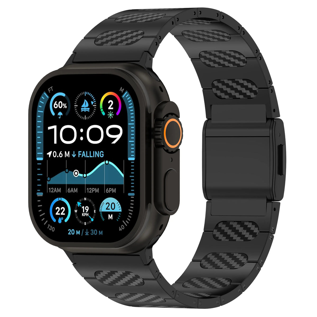 Correa acero híbrida refinado Apple Watch (noir/carbone)